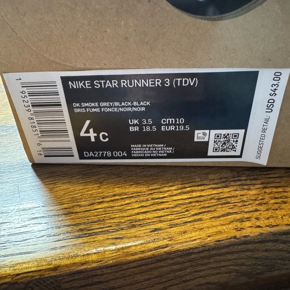 Nike Star Runner 3 Sz 4c Grey / Sneaker / Shoe / Infant / Baby - Picture 3 of 3